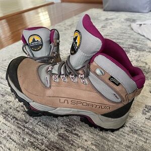 La Sportiva Womens Taupe and Purple Hiking Boots